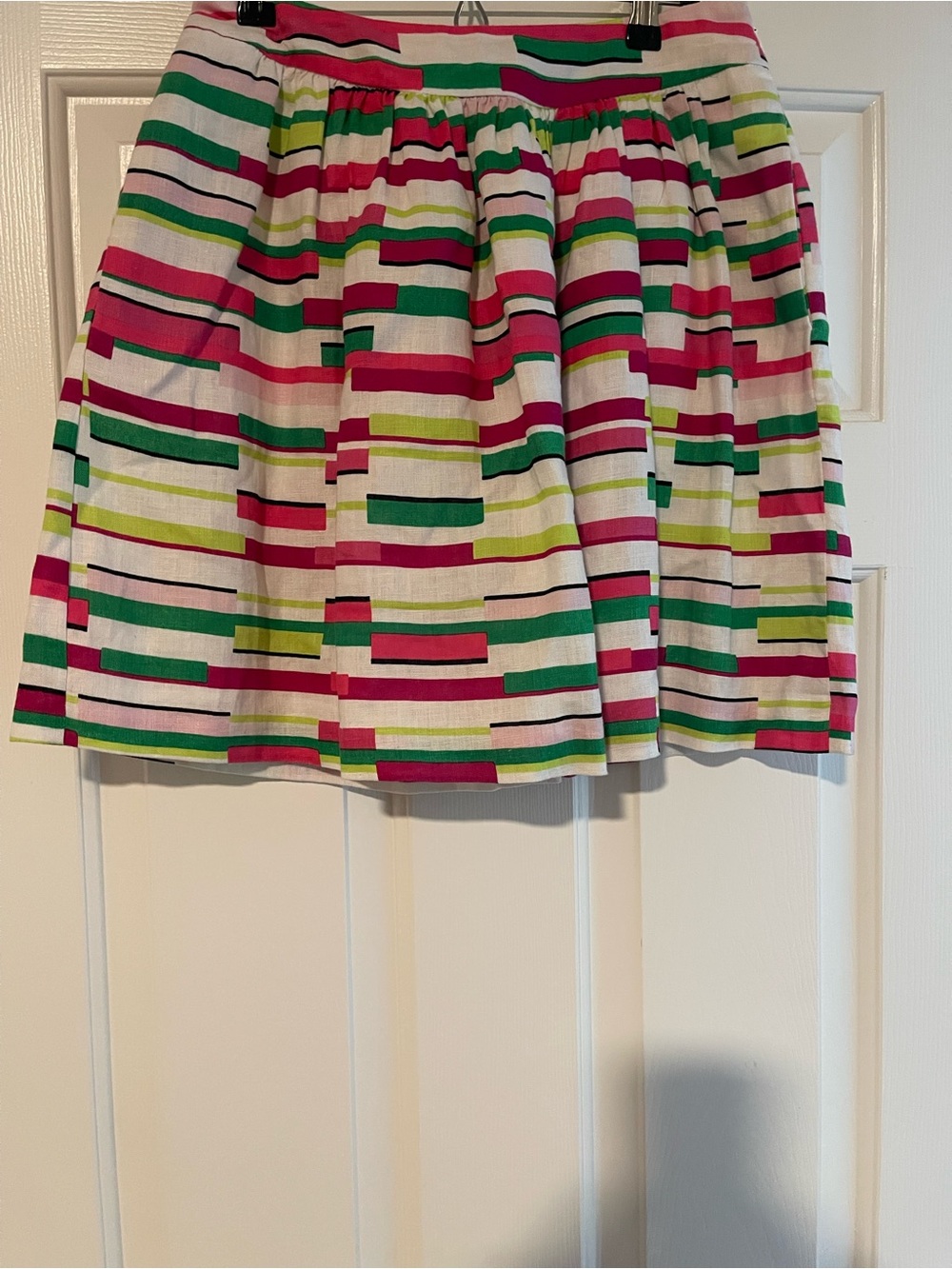 Kaari Blue Pink, Green and White Striped Cotton Skirt